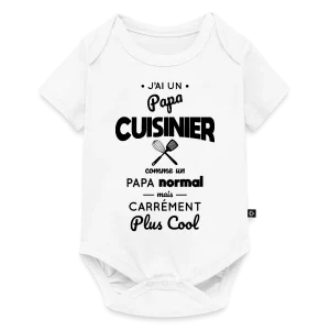 Body Bébé bio manches courtes - J'ai un papa cuisinier