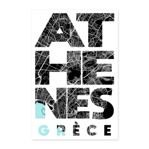 Poster Athènes - Plan Athènes - 40 x 60 cm
