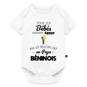 Body Bébé bio manches courtes - Les Meilleurs Ont Un Papa Béninois