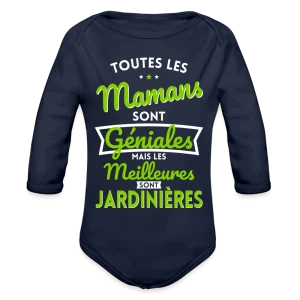Body Bébé bio manches longues - Mamans géniales - Les meilleures sont jardinières
